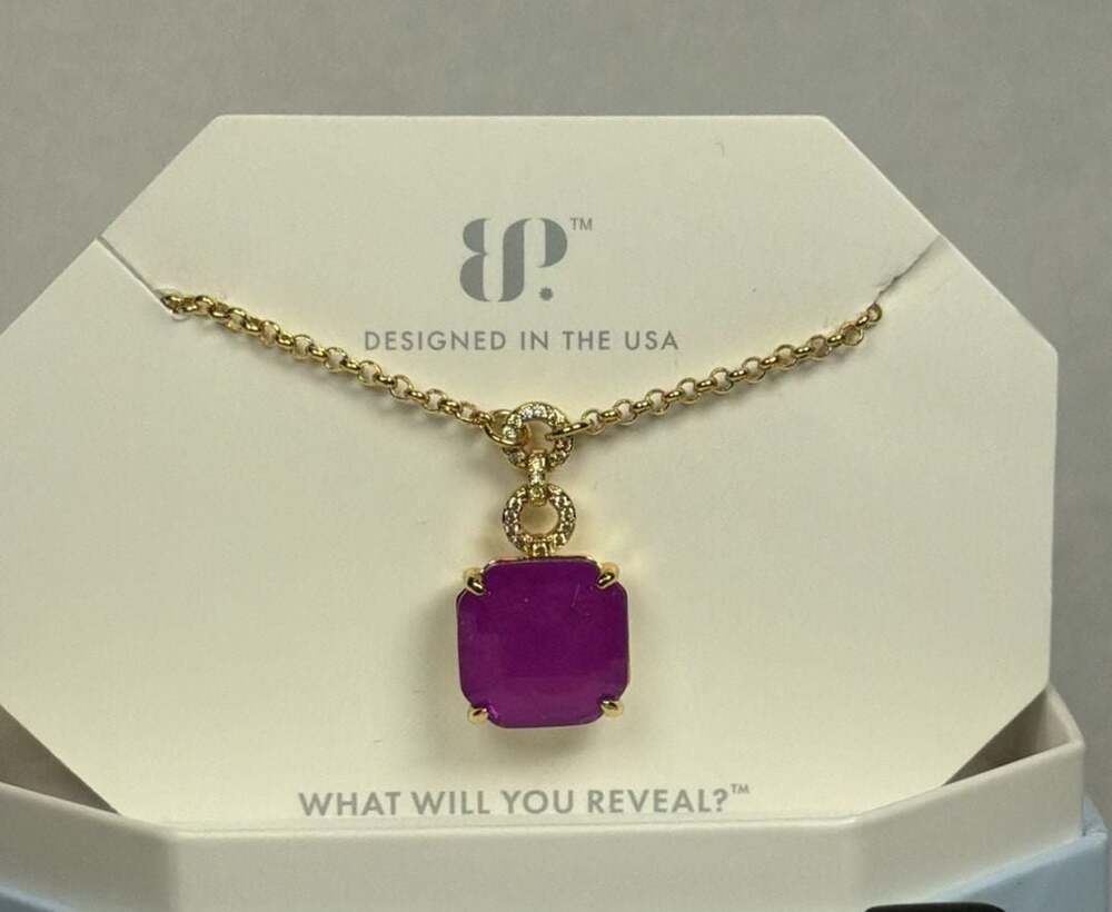 BP I Am The Legacy Necklace Created Purple Fluorite & Genuine Quartz Gold